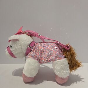 Poochie & Co Girl's Sparkly Pink White Unicorn Pony Horse purse bag